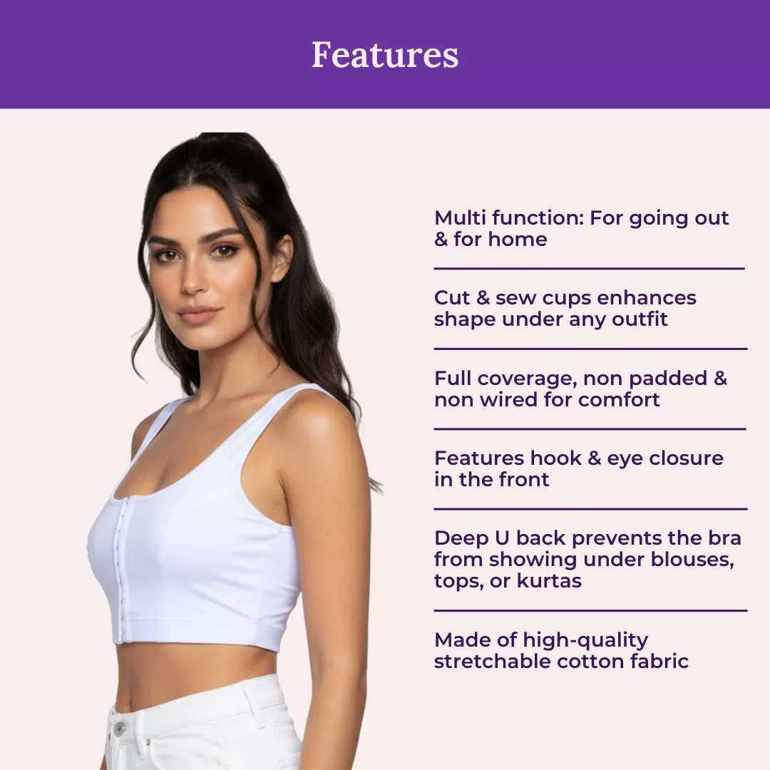 Front Hook Bra For Women | Non-Padded | Non-Wired | Full Coverage | U-Back | Pack Of 2 - Image 4