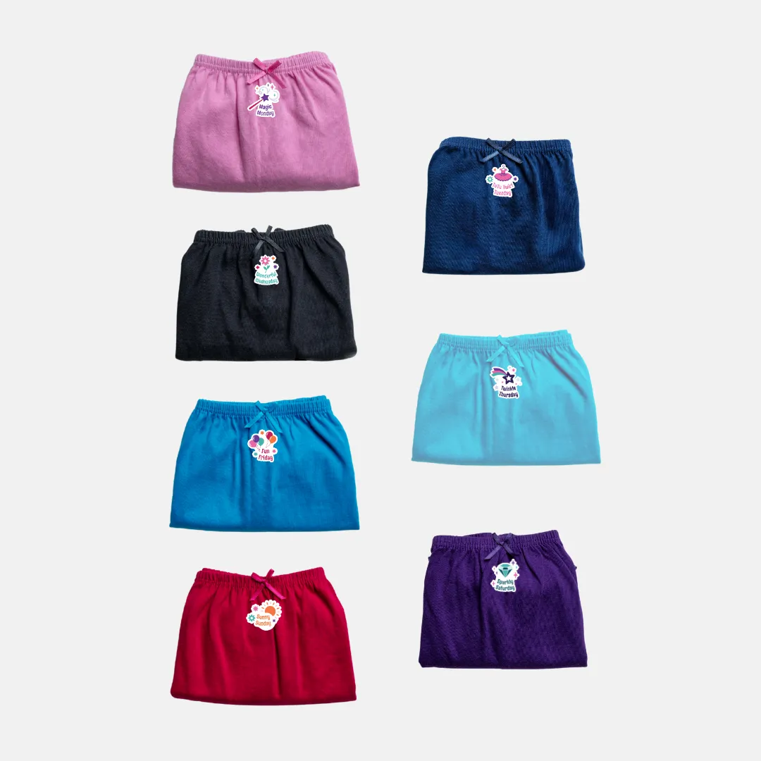 Power Of Choice Girl's Bloomers | Free DIY Iron On Stickers | Ultra Soft Waistband | Protects Privacy | 7 Pack