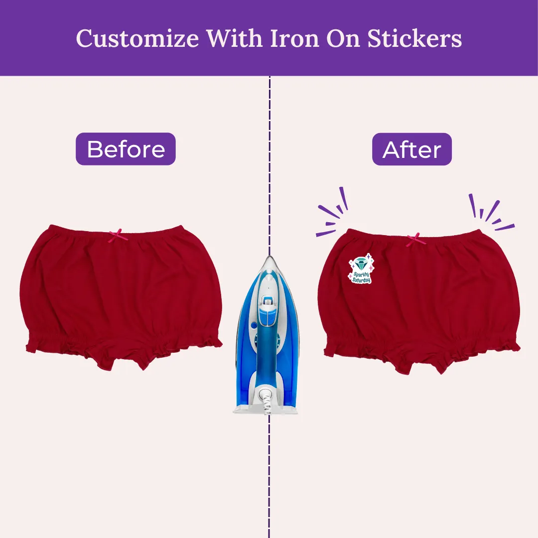 Power Of Choice Girl's Bloomers | Free DIY Iron On Stickers | Ultra Soft Waistband | Protects Privacy | 7 Pack - Image 2