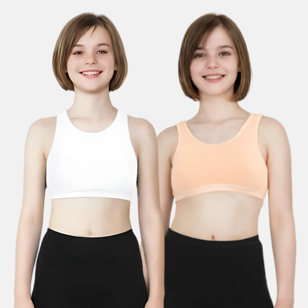 Non Padded Sports Bra | 2 Layered Front Panel For Coverage | Soft Cotton | Slip On Style | Fabric Shoulder | Pack of 2 - Image 10
