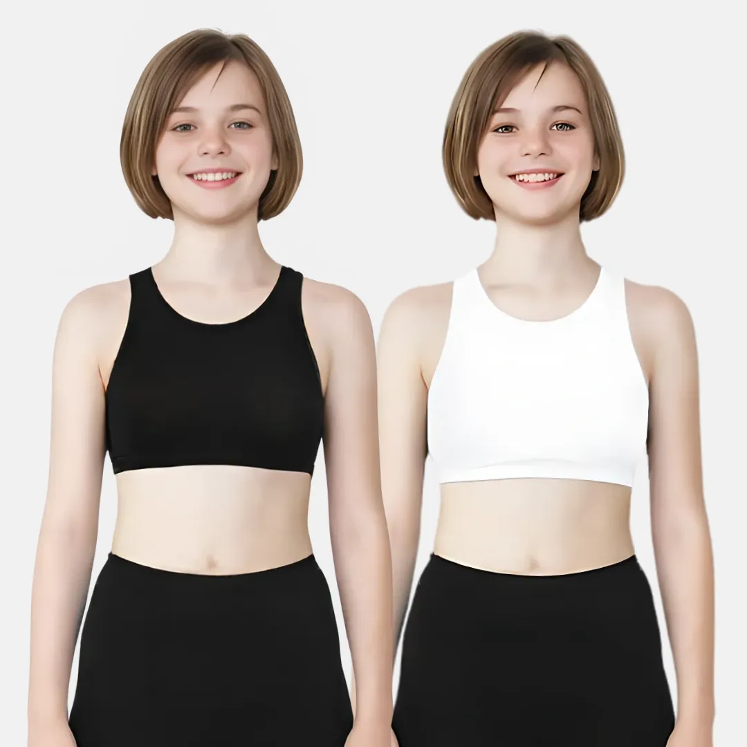 Non Padded Sports Bra | 2 Layered Front Panel For Coverage | Soft Cotton | Slip On Style | Fabric Shoulder | Pack of 2 - Image 11
