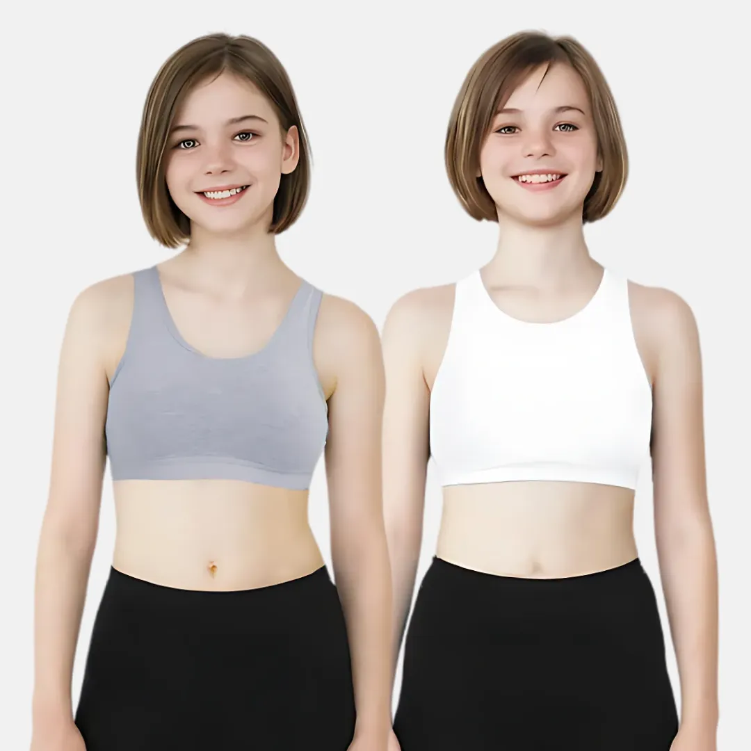 Non Padded Sports Bra | 2 Layered Front Panel For Coverage | Soft Cotton | Slip On Style | Fabric Shoulder | Pack of 2 - Image 12