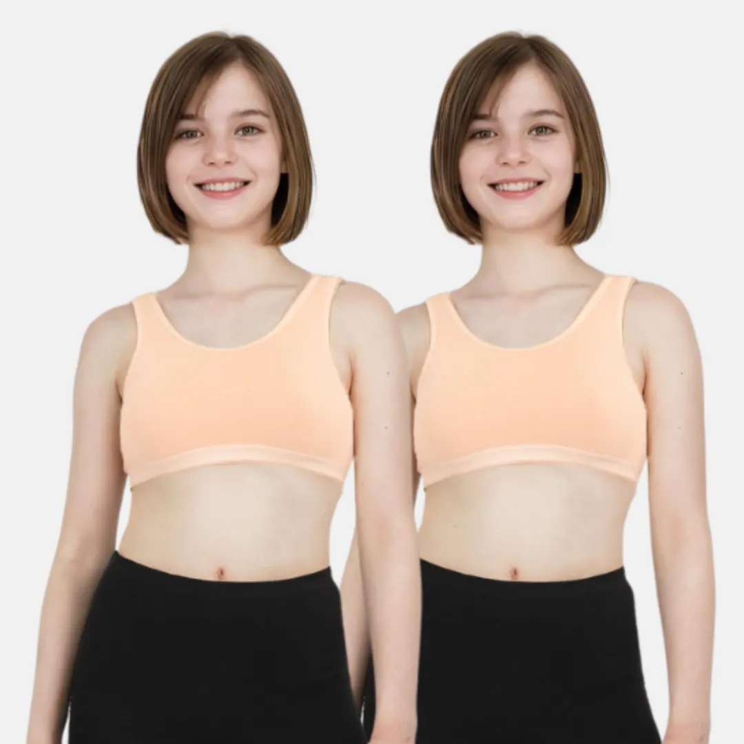 Non Padded Sports Bra | 2 Layered Front Panel For Coverage | Soft Cotton | Slip On Style | Fabric Shoulder | Pack of 2 - Image 14