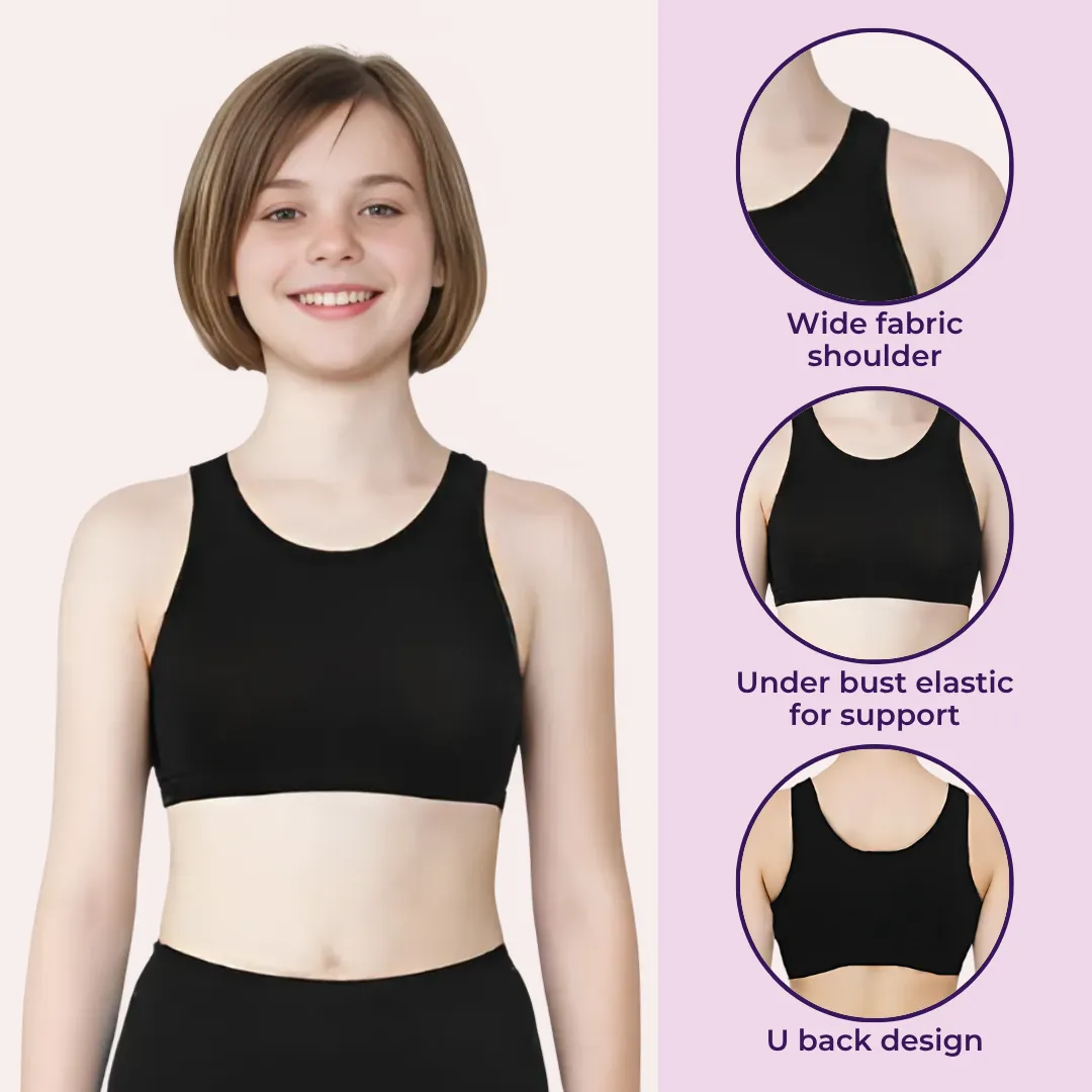 Non Padded Sports Bra | 2 Layered Front Panel For Coverage | Soft Cotton | Slip On Style | Fabric Shoulder | Pack of 2 - Image 2