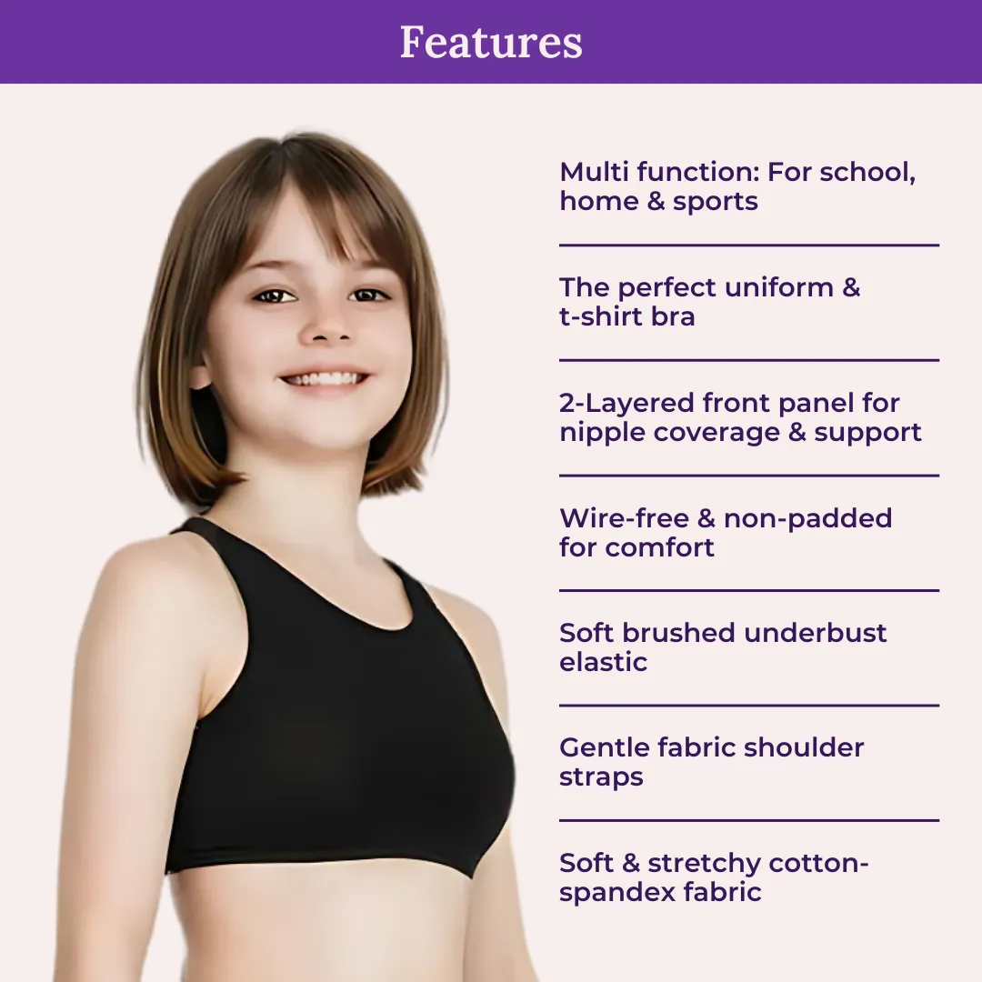 Non Padded Sports Bra | 2 Layered Front Panel For Coverage | Soft Cotton | Slip On Style | Fabric Shoulder | Pack of 2 - Image 4