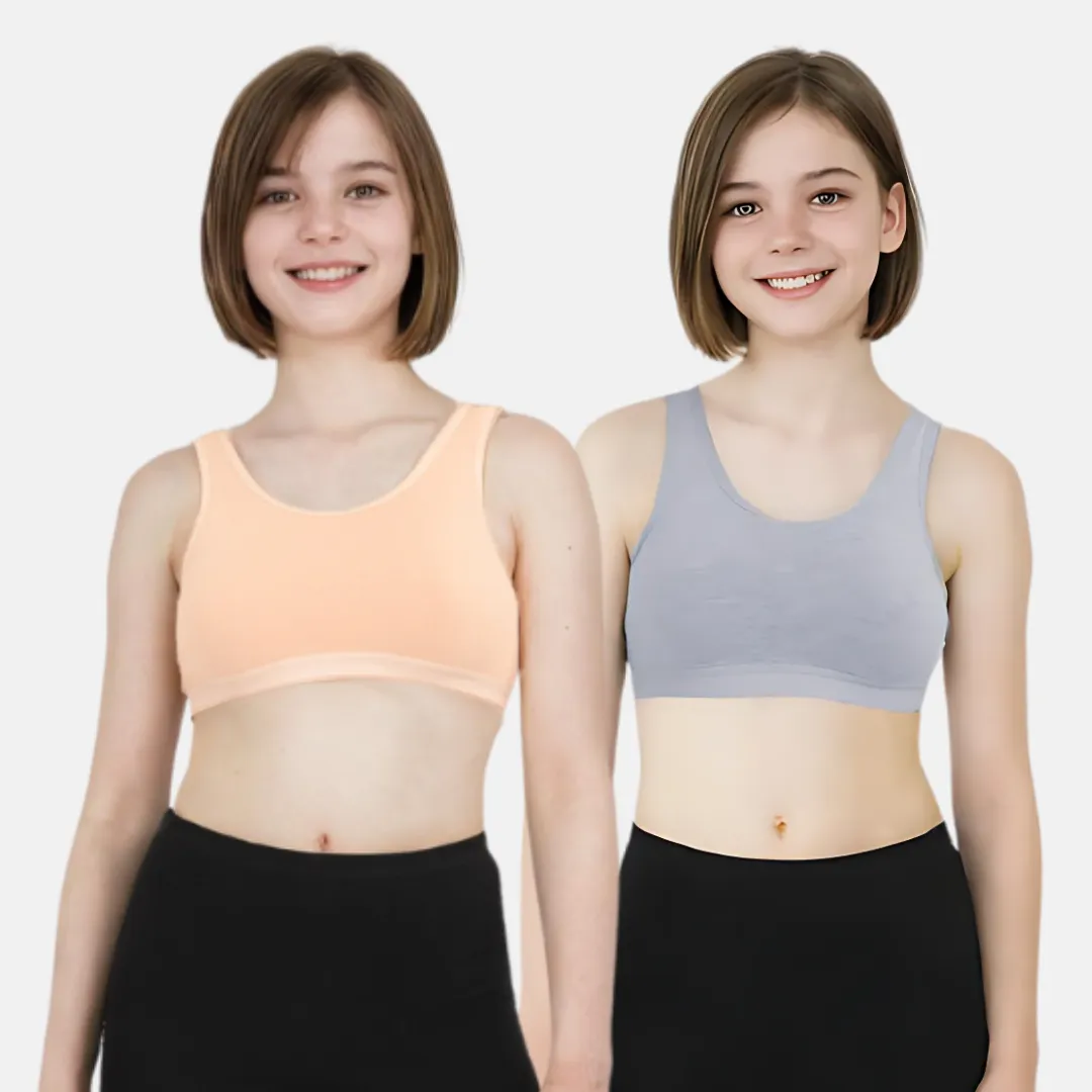 Non Padded Sports Bra | 2 Layered Front Panel For Coverage | Soft Cotton | Slip On Style | Fabric Shoulder | Pack of 2 - Image 7