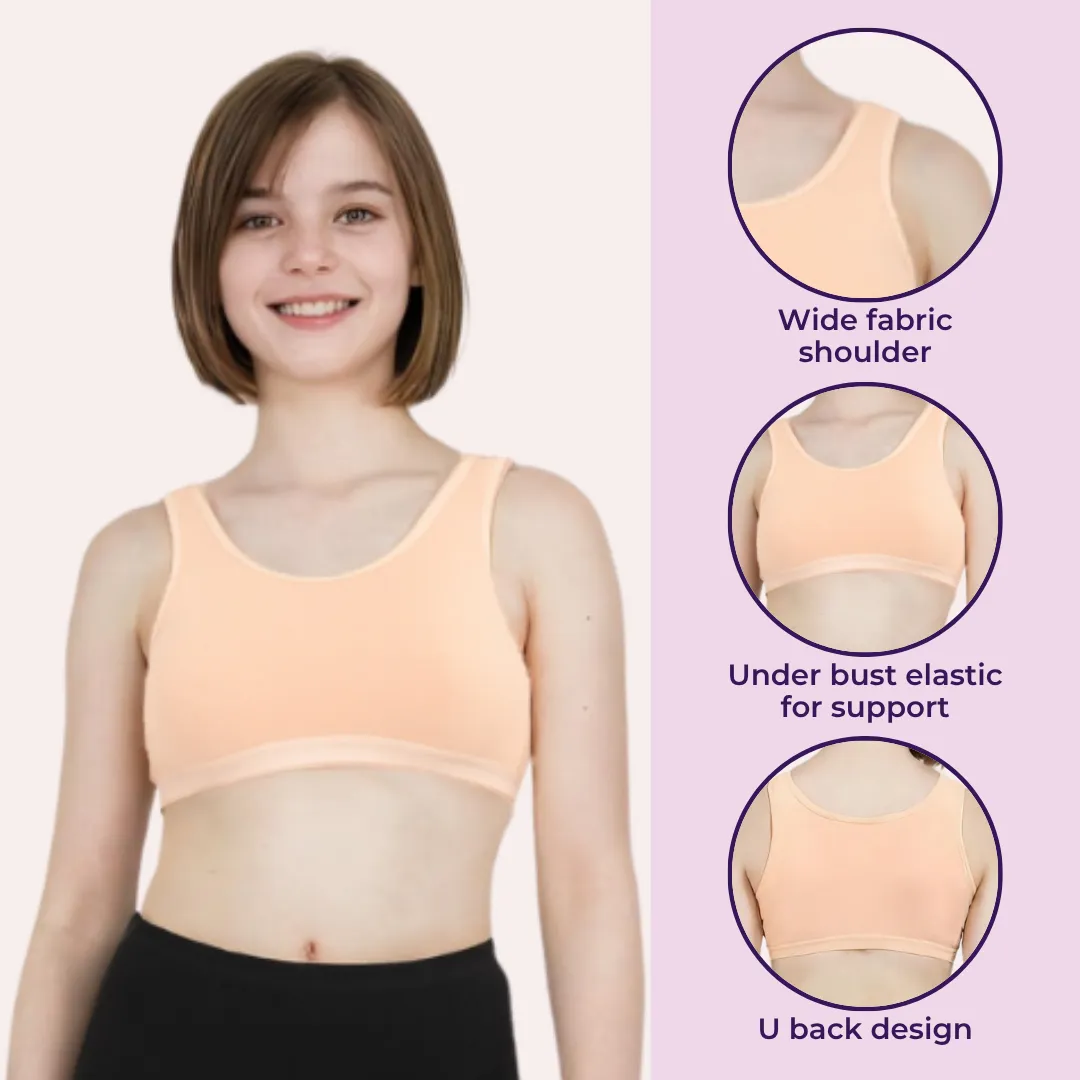 Non Padded Sports Bra | 2 Layered Front Panel For Coverage | Soft Cotton | Slip On Style | Fabric Shoulder | Pack Of 3 - Image 2