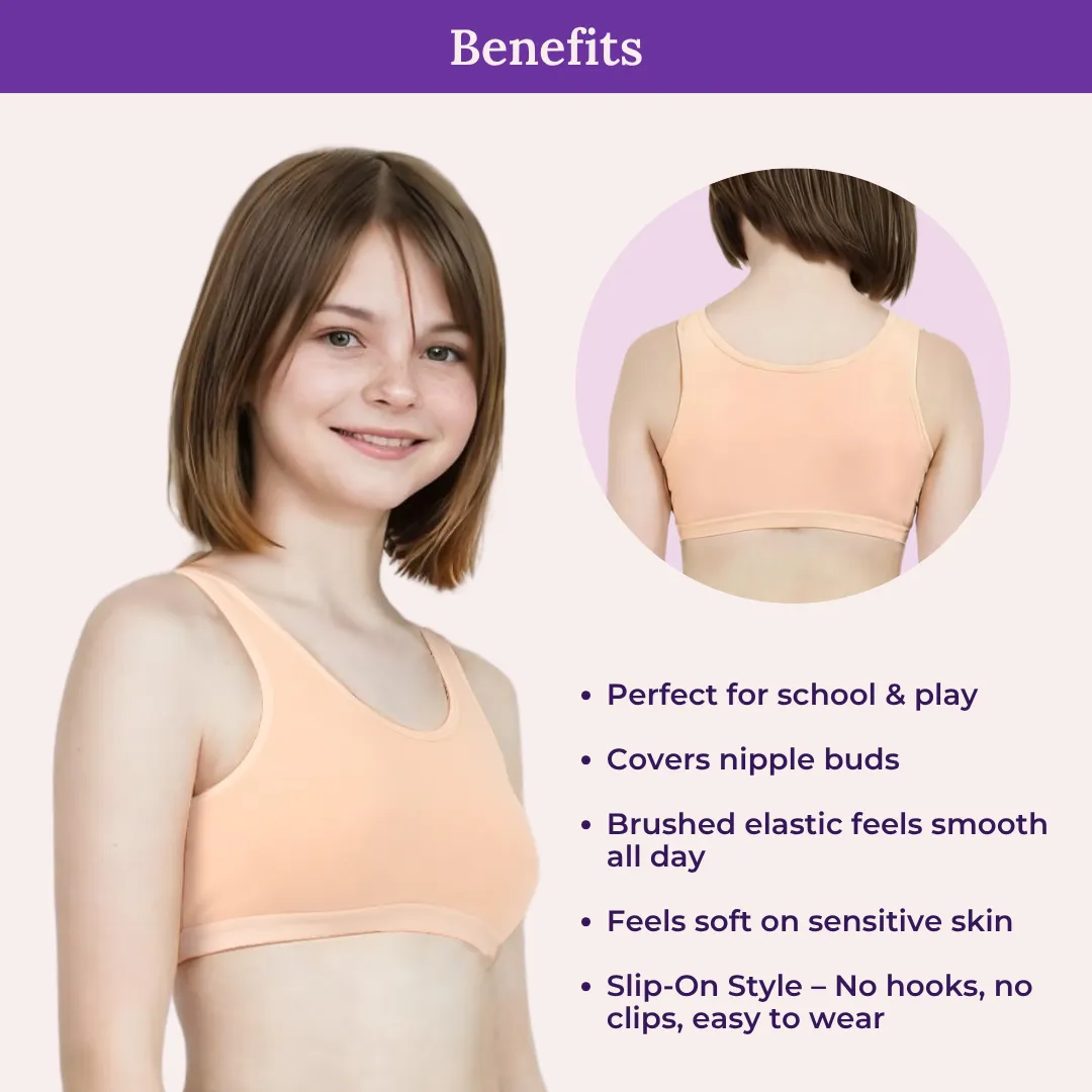 Non Padded Sports Bra | 2 Layered Front Panel For Coverage | Soft Cotton | Slip On Style | Fabric Shoulder | Pack Of 3 - Image 5