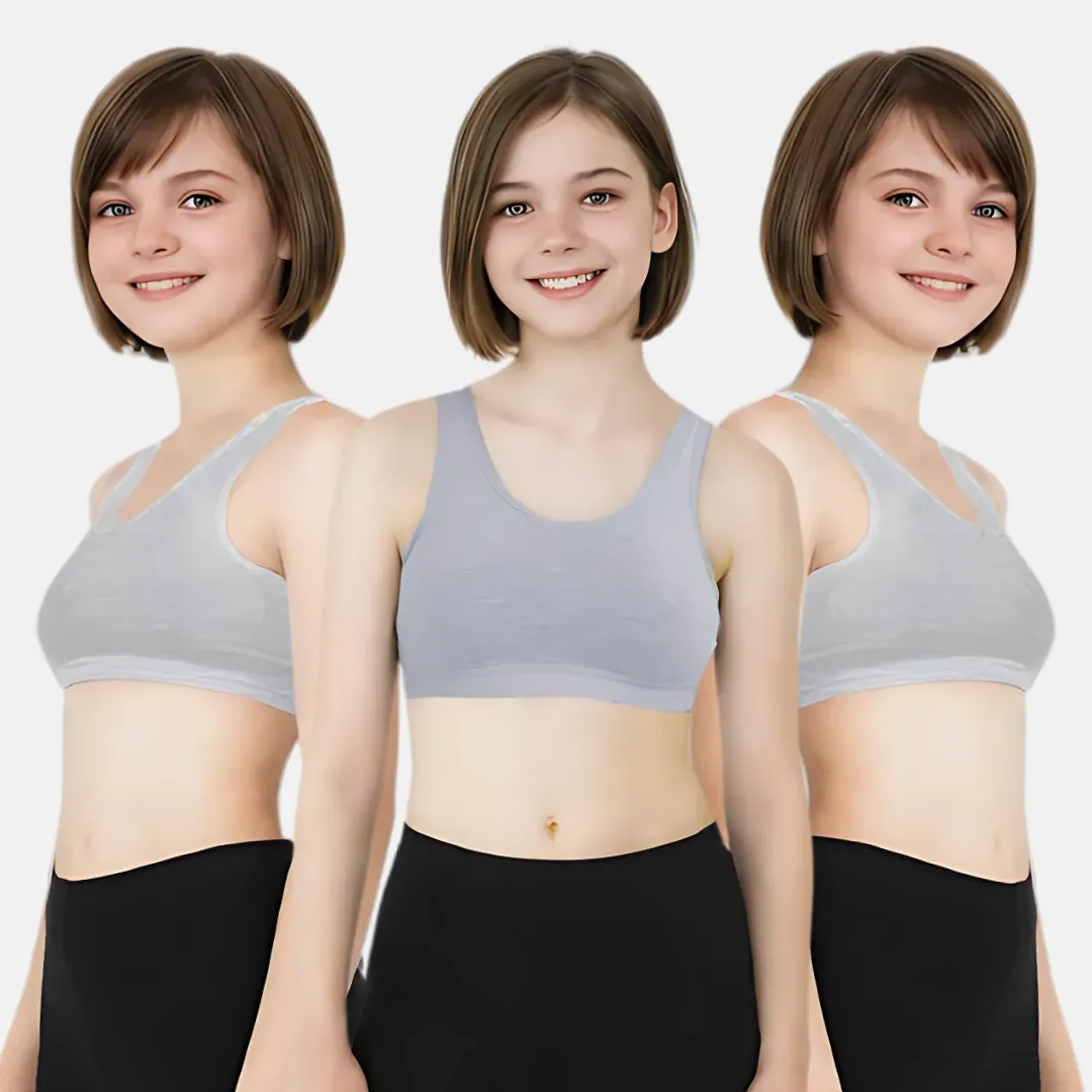 Non Padded Sports Bra | 2 Layered Front Panel For Coverage | Soft Cotton | Slip On Style | Fabric Shoulder | Pack Of 3 - Image 7