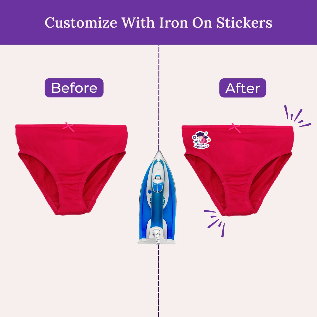 Power Of Choice Girl's Knickers | Free DIY Iron On Stickers | Soft Elastic At Waist | Full Hip Coverage | 7 Pack - Image 2