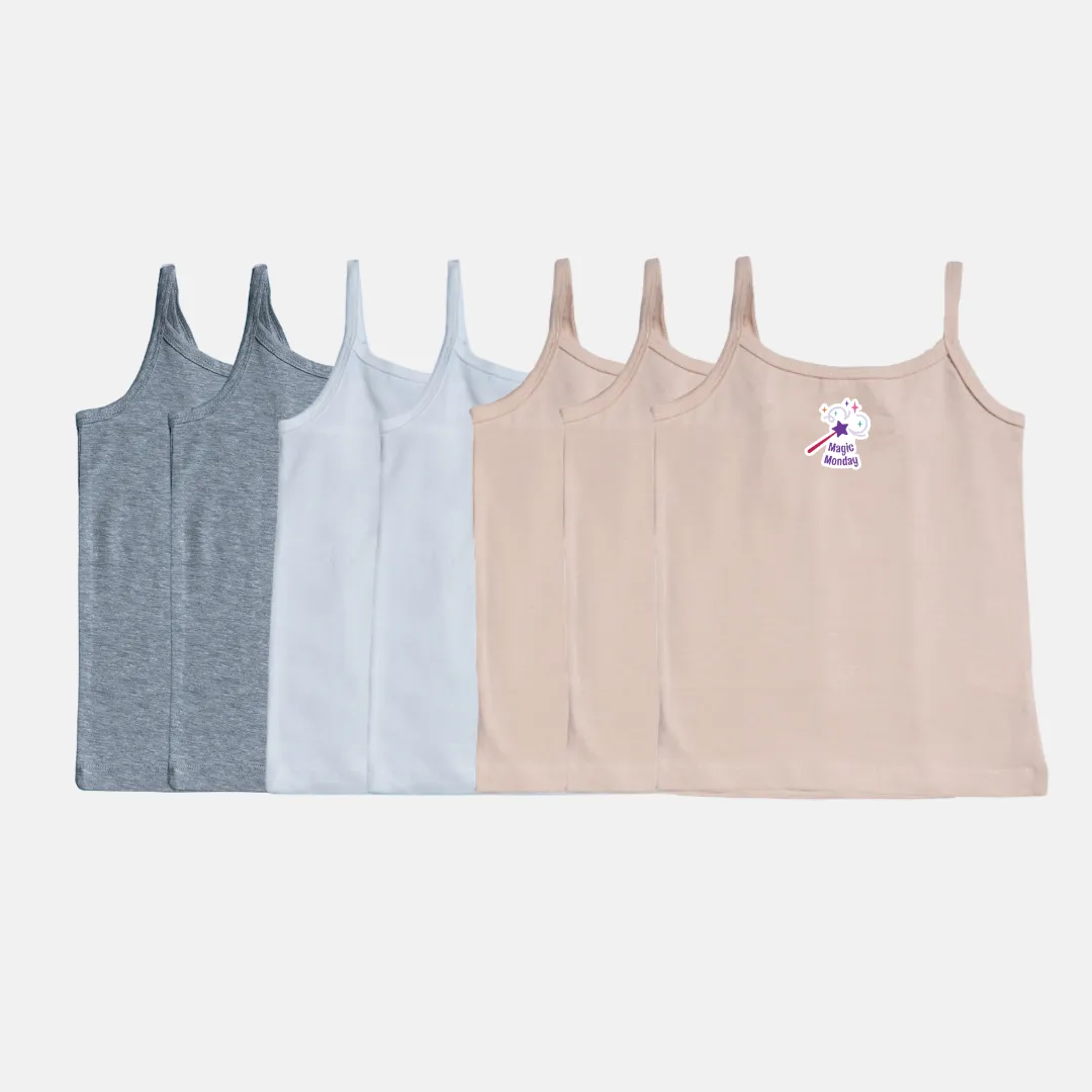 Power Of Choice Girl's Slips | Free DIY Iron On Stickers | Soft Elastic Shoulder To Adjust Length | 7 Pack - Image 17