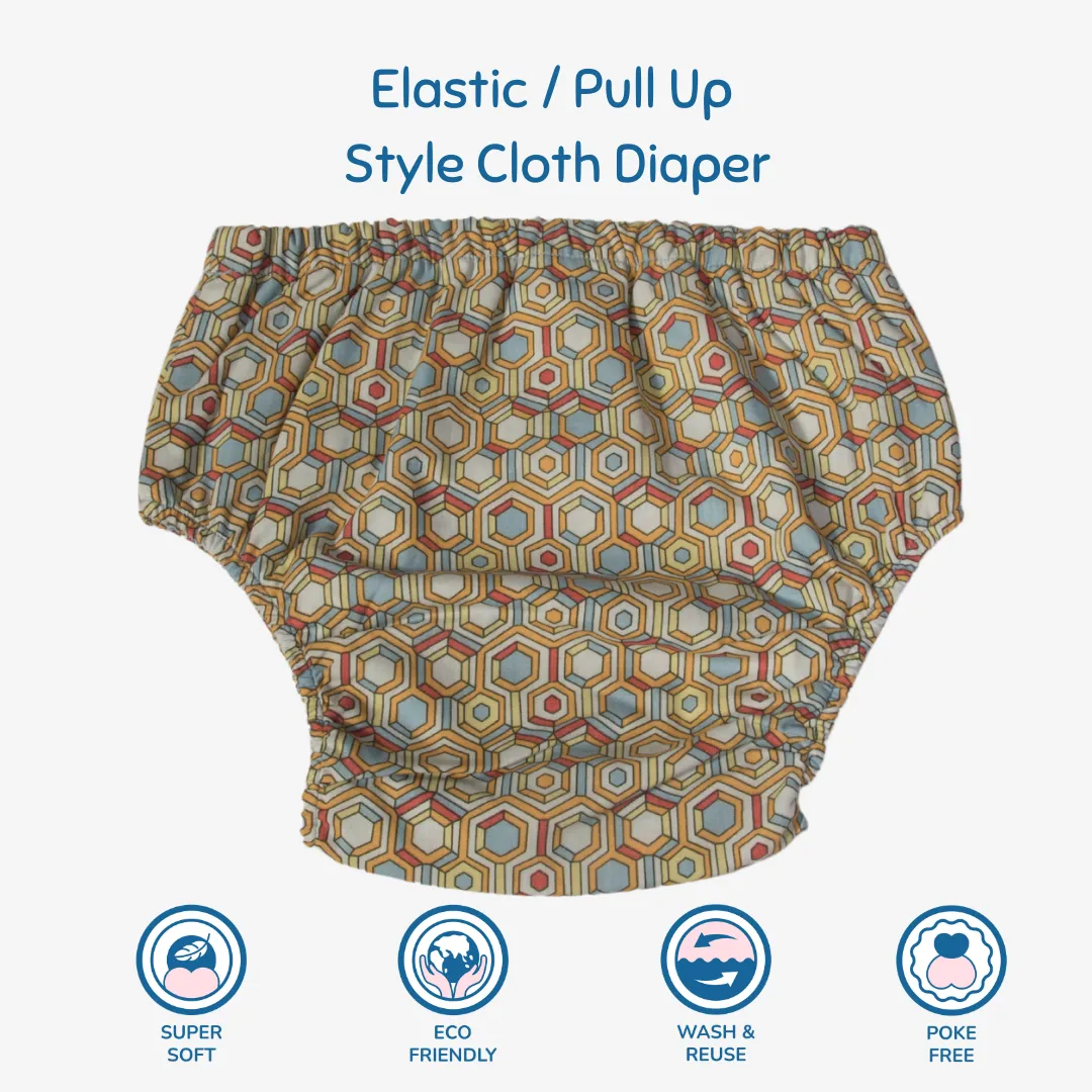 Fabric Diaper | Honeycomb | Elastic Waist | Pull Up/Underwear Style | With 2 Diaper Pads Free - Image 3