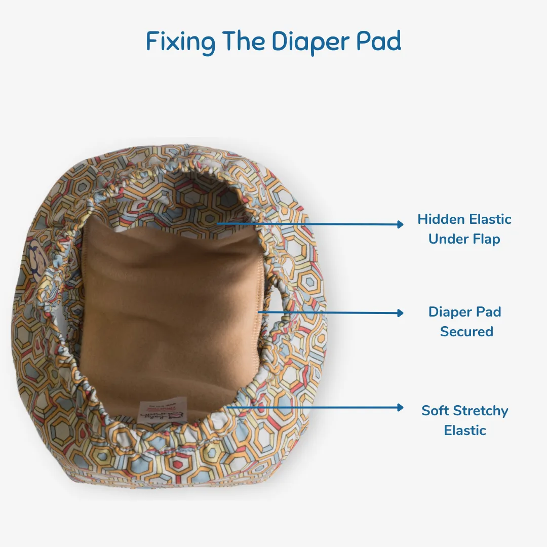 Fabric Diaper | Honeycomb | Elastic Waist | Pull Up/Underwear Style | With 2 Diaper Pads Free - Image 4