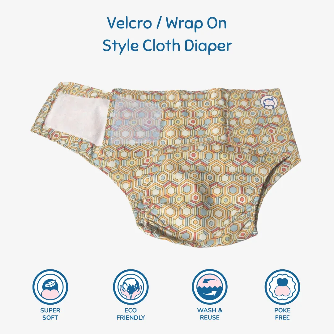 Cloth Diaper | Honeycomb | Velcro Closure | Wrap On Style | With 2 Diaper Pads Free - Image 3