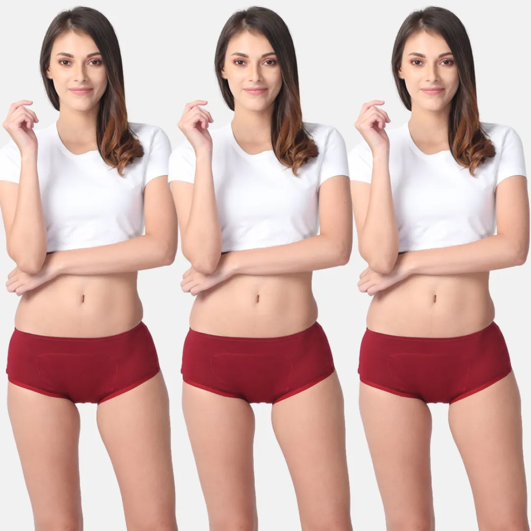 Heavy Flow Period Panties Boxer Fit | Prevents Front, Back & Inner Thigh Stains | Pack Of 3 - Image 12