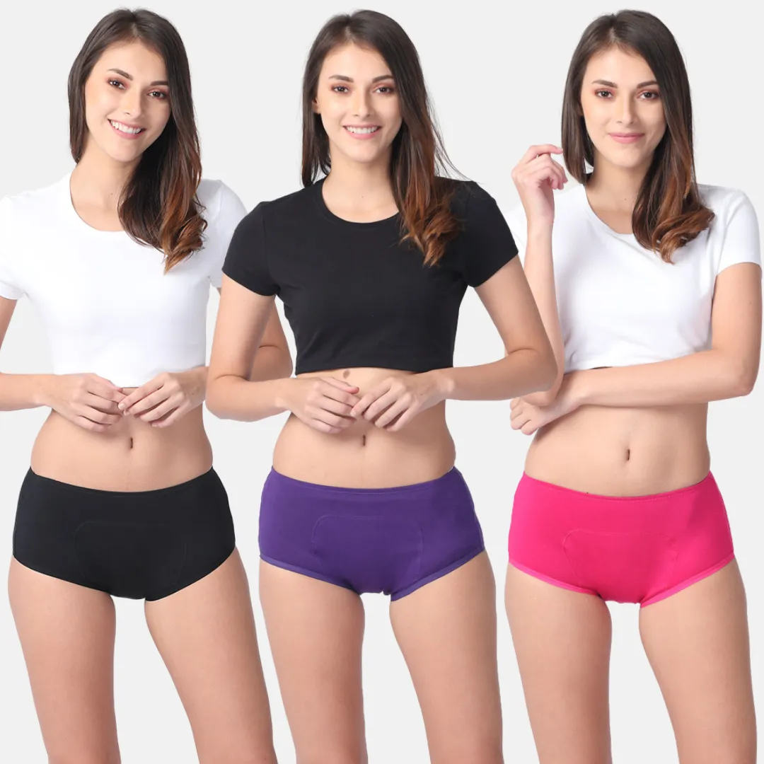 Heavy Flow Period Panties Boxer Fit | Prevents Front, Back & Inner Thigh Stains | Pack Of 3 - Image 13