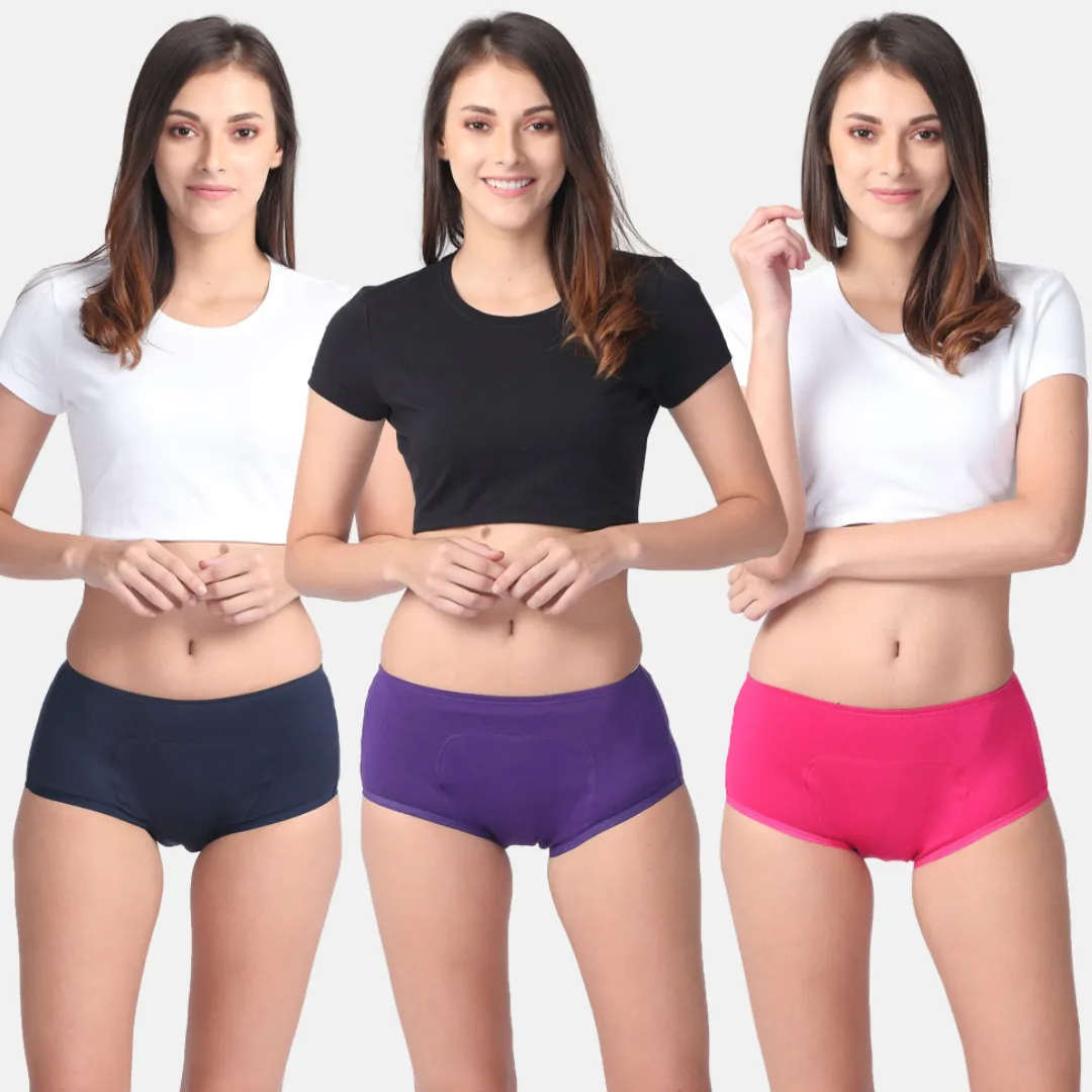 Heavy Flow Period Panties Boxer Fit | Prevents Front, Back & Inner Thigh Stains | Pack Of 3 - Image 14