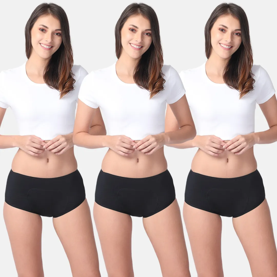 Heavy Flow Period Panties Boxer Fit | Prevents Front, Back & Inner Thigh Stains | Pack Of 3 - Image 17