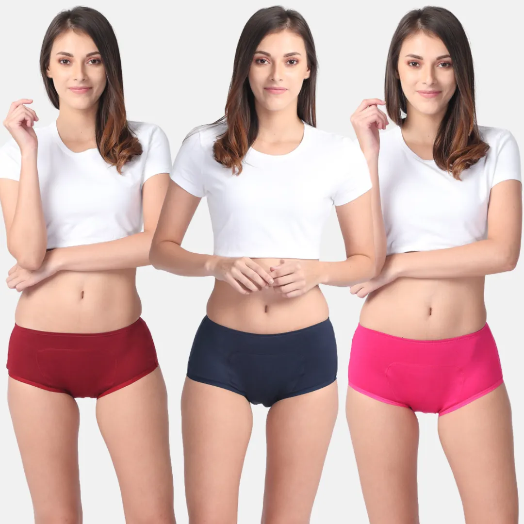 Heavy Flow Period Panties Boxer Fit | Prevents Front, Back & Inner Thigh Stains | Pack Of 3 - Image 18