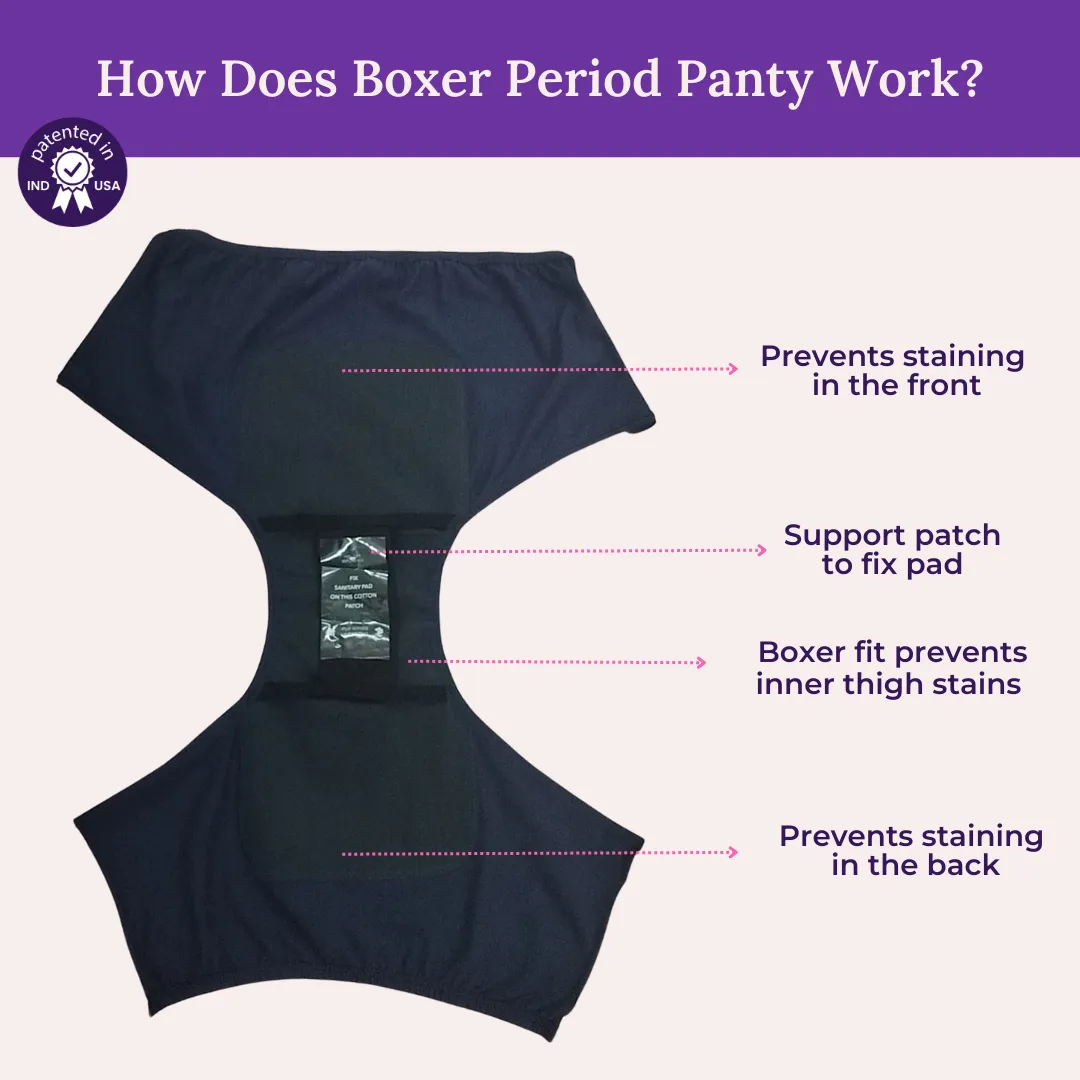 Heavy Flow Period Panties For Beginners | Boxer Fit For Heavy Flow | Prevents Front, Back & Inner Thigh Stains | 2 Pack - Image 8