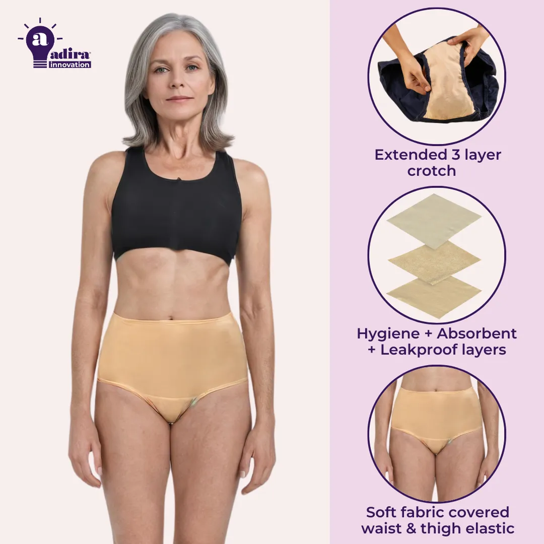 Incontinence Underwear | High Waist | Leakproof Crotch | Holds Leaks Up To 25ml | Washable & Reusable | Pack Of 3 - Image 2