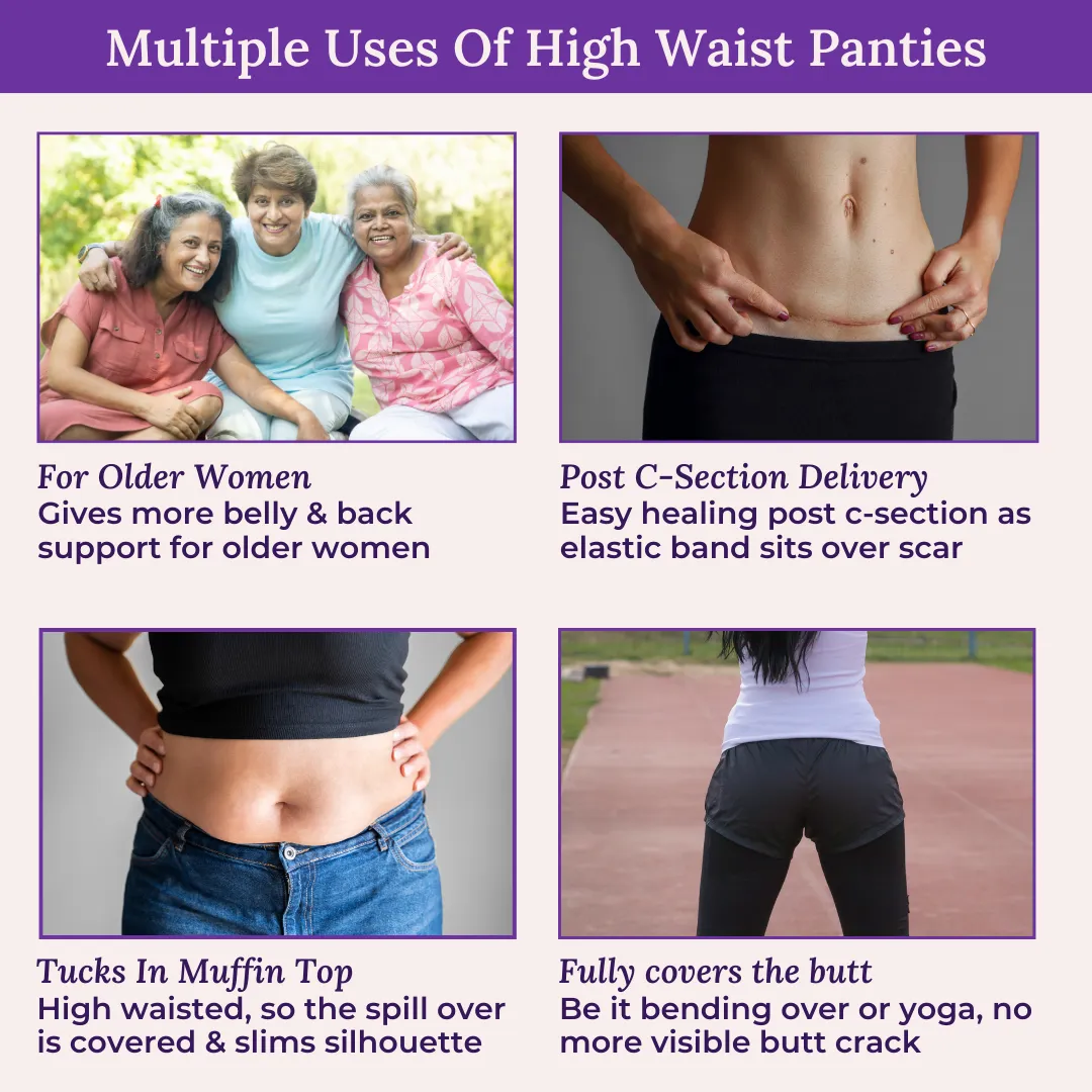 High Waisted Panties | Brief Cut | Full Butt & Hip Coverage | Flattens Belly, Slims & Shapes Silhouette | Soft Elastic At Waist, Leg Openings & Thigh Round | Friction Free & Rash Free - Image 8