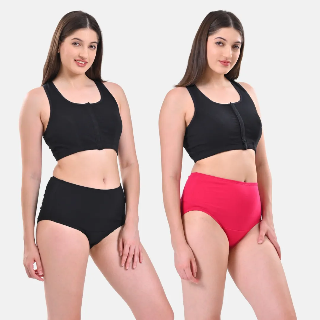 High Waisted Panties | Brief Cut | Full Butt & Hip Coverage | Flattens Belly, Slims & Shapes Silhouette | Soft Elastic At Waist, Leg Openings & Thigh Round | Rash Free | Pack Of 2 - Image 10