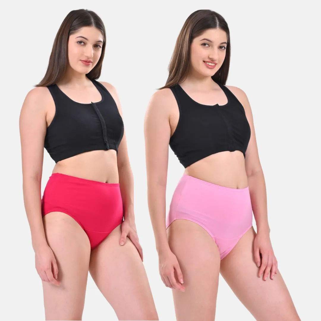 High Waisted Panties | Brief Cut | Full Butt & Hip Coverage | Flattens Belly, Slims & Shapes Silhouette | Soft Elastic At Waist, Leg Openings & Thigh Round | Rash Free | Pack Of 2 - Image 11