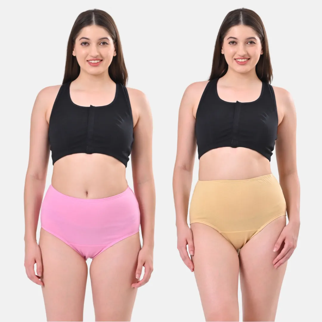 High Waisted Panties | Brief Cut | Full Butt & Hip Coverage | Flattens Belly, Slims & Shapes Silhouette | Soft Elastic At Waist, Leg Openings & Thigh Round | Rash Free | Pack Of 2 - Image 12