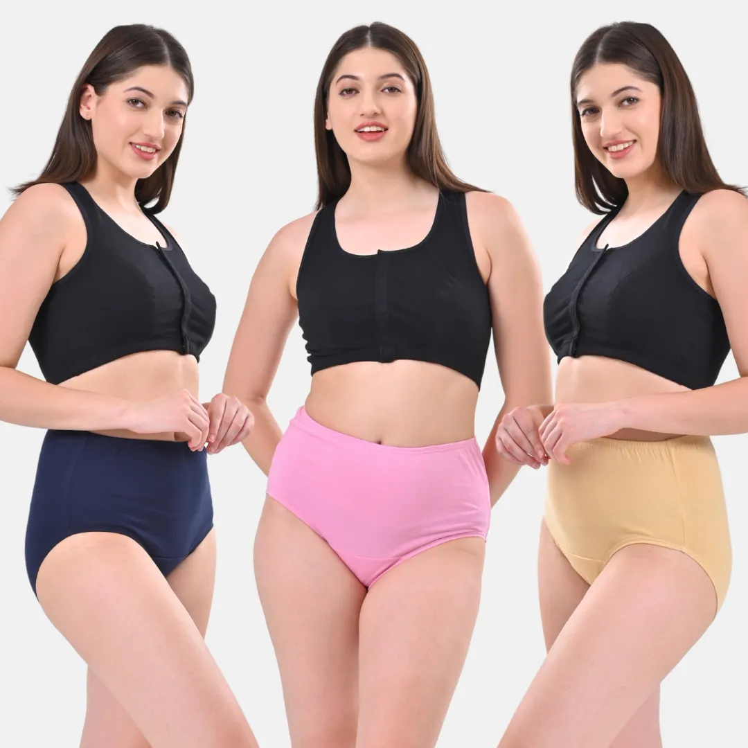 High Waisted Panties | Brief Cut | Full Butt & Hip Coverage | Flattens Belly, Slims & Shapes Silhouette | Soft Elastic At Waist, Leg Openings & Thigh Round | Friction Free & Rash Free | Pack Of 3 - Image 13