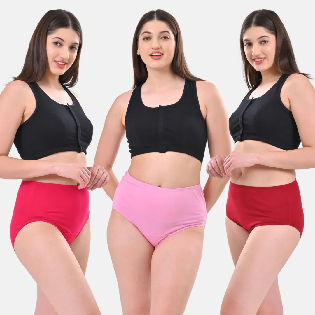 High Waisted Panties | Brief Cut | Full Butt & Hip Coverage | Flattens Belly, Slims & Shapes Silhouette | Soft Elastic At Waist, Leg Openings & Thigh Round | Friction Free & Rash Free | Pack Of 3 - Image 9
