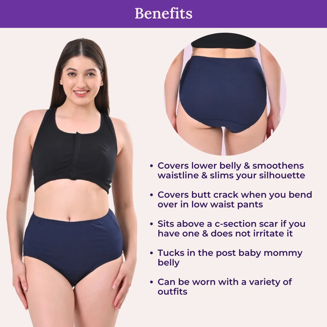 High Waisted Panties | Brief Cut | Full Butt & Hip Coverage | Flattens Belly, Shapes Silhouette | No Exposed Bands | Pack Of 6 - Image 5