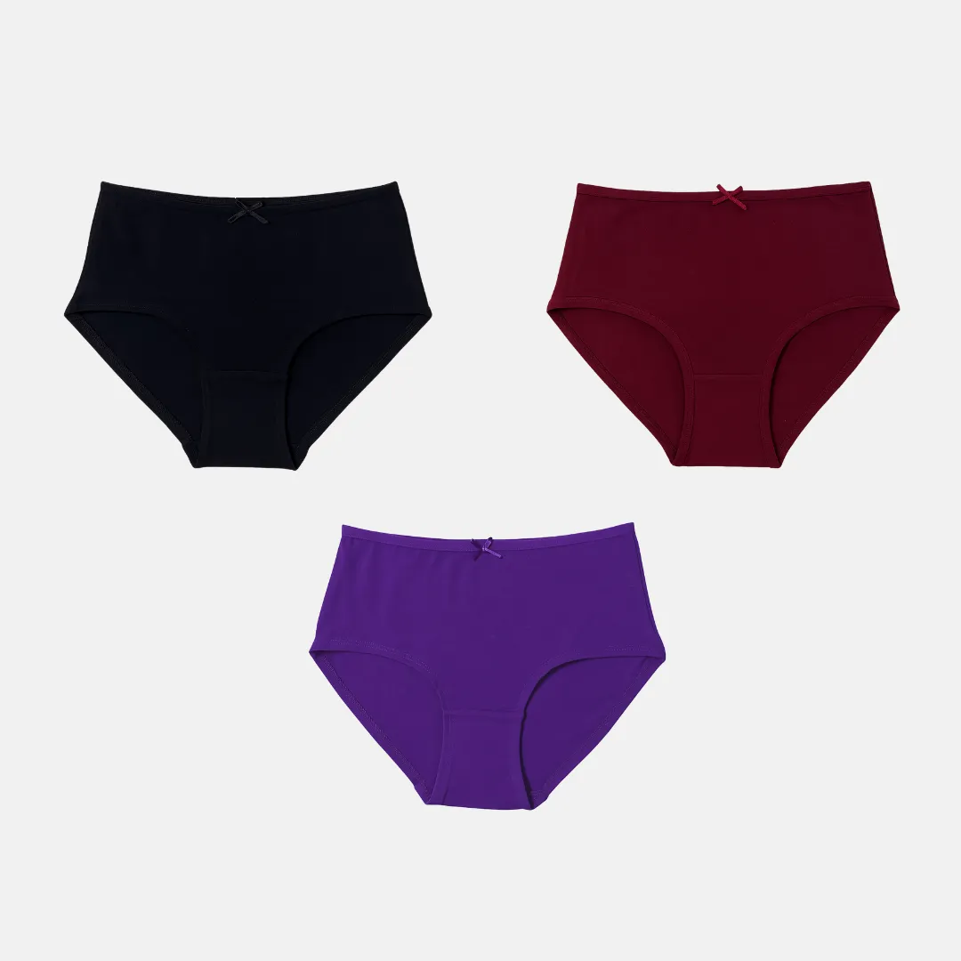 BrZee Hipsters For Teens | Lightweight Cotton-Elastane Fabric | Super Stretchy For Comfort | No Visible Panty Lines | Pack Of 3 - Image 12
