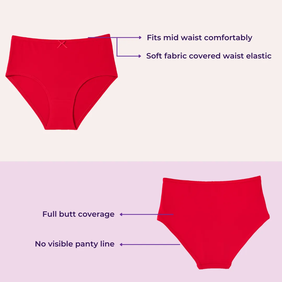 BrZee Hipsters For Teens | Lightweight Cotton-Elastane Fabric | Super Stretchy For Comfort | No Visible Panty Lines | Pack Of 3 - Image 3