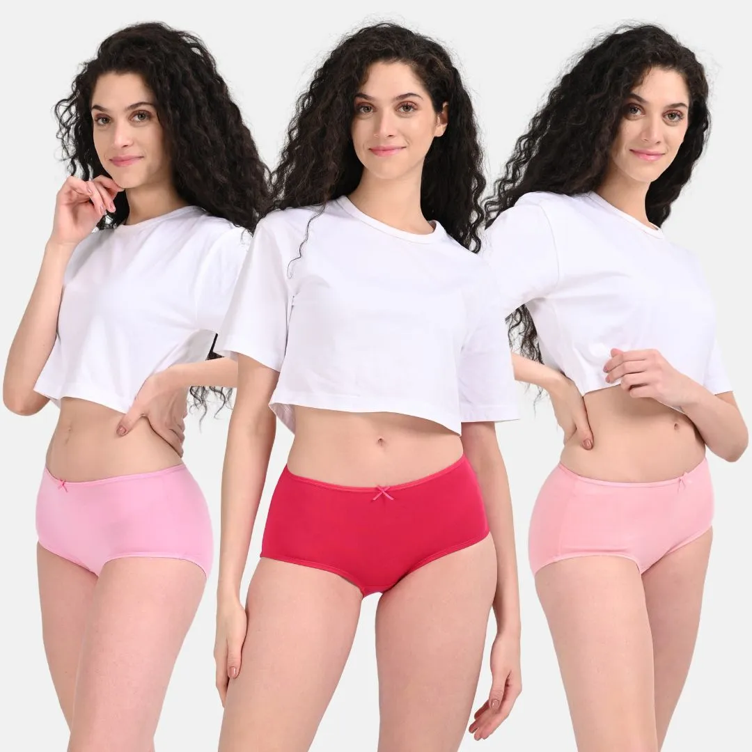 BrZee Hipsters | Lightweight Cotton-Elastane Fabric | Super Stretchy For Comfort | No Visible Panty Lines | Pack Of 3