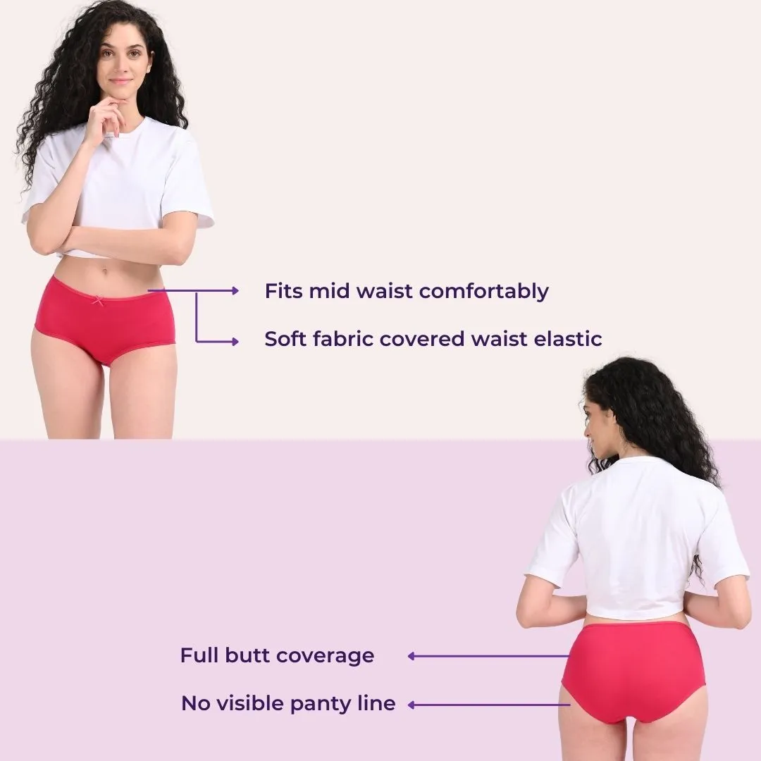 BrZee Hipsters | Lightweight Cotton-Elastane Fabric | Super Stretchy For Comfort | No Visible Panty Lines | Pack Of 3 - Image 3