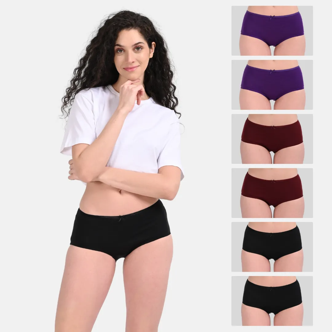 BrZee Hipsters | Lightweight Cotton-Elastane Fabric | Super Stretchy For Comfort | No Visible Panty Lines | Pack Of 6 - Image 10