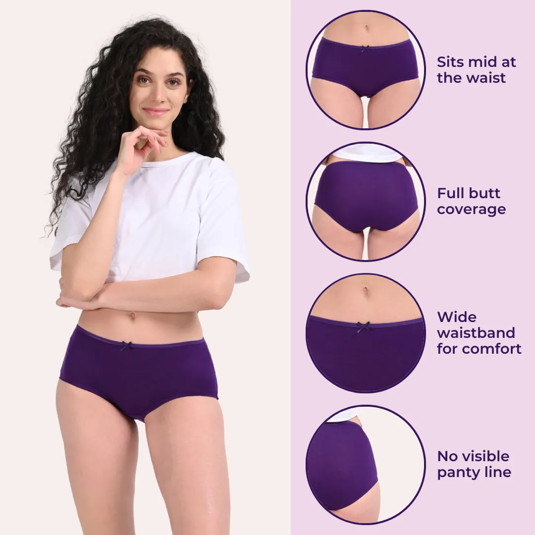 BrZee Hipsters | Lightweight Cotton-Elastane Fabric | Super Stretchy For Comfort | No Visible Panty Lines | Pack Of 6 - Image 2
