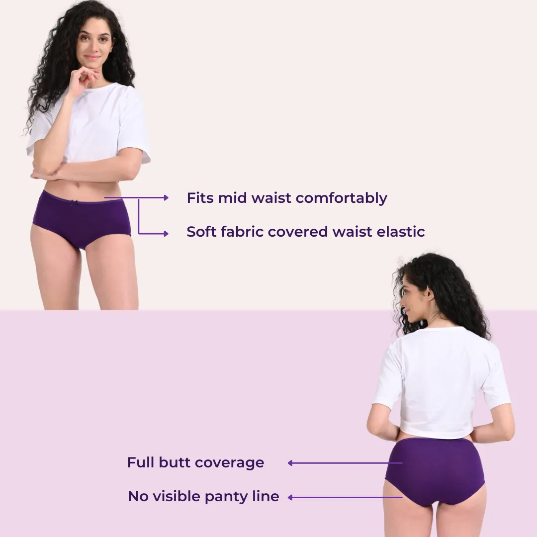 BrZee Hipsters | Lightweight Cotton-Elastane Fabric | Super Stretchy For Comfort | No Visible Panty Lines | Pack Of 6 - Image 3