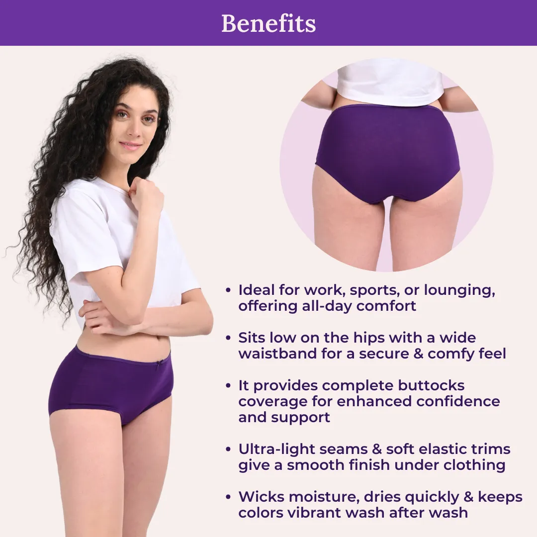 BrZee Hipsters | Lightweight Cotton-Elastane Fabric | Super Stretchy For Comfort | No Visible Panty Lines | Pack Of 6 - Image 5
