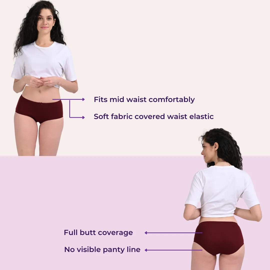 BrZee Hipsters | Lightweight Cotton-Elastane Fabric | Super Stretchy For Comfort | No Visible Panty Lines | Pack Of 3 - Image 3