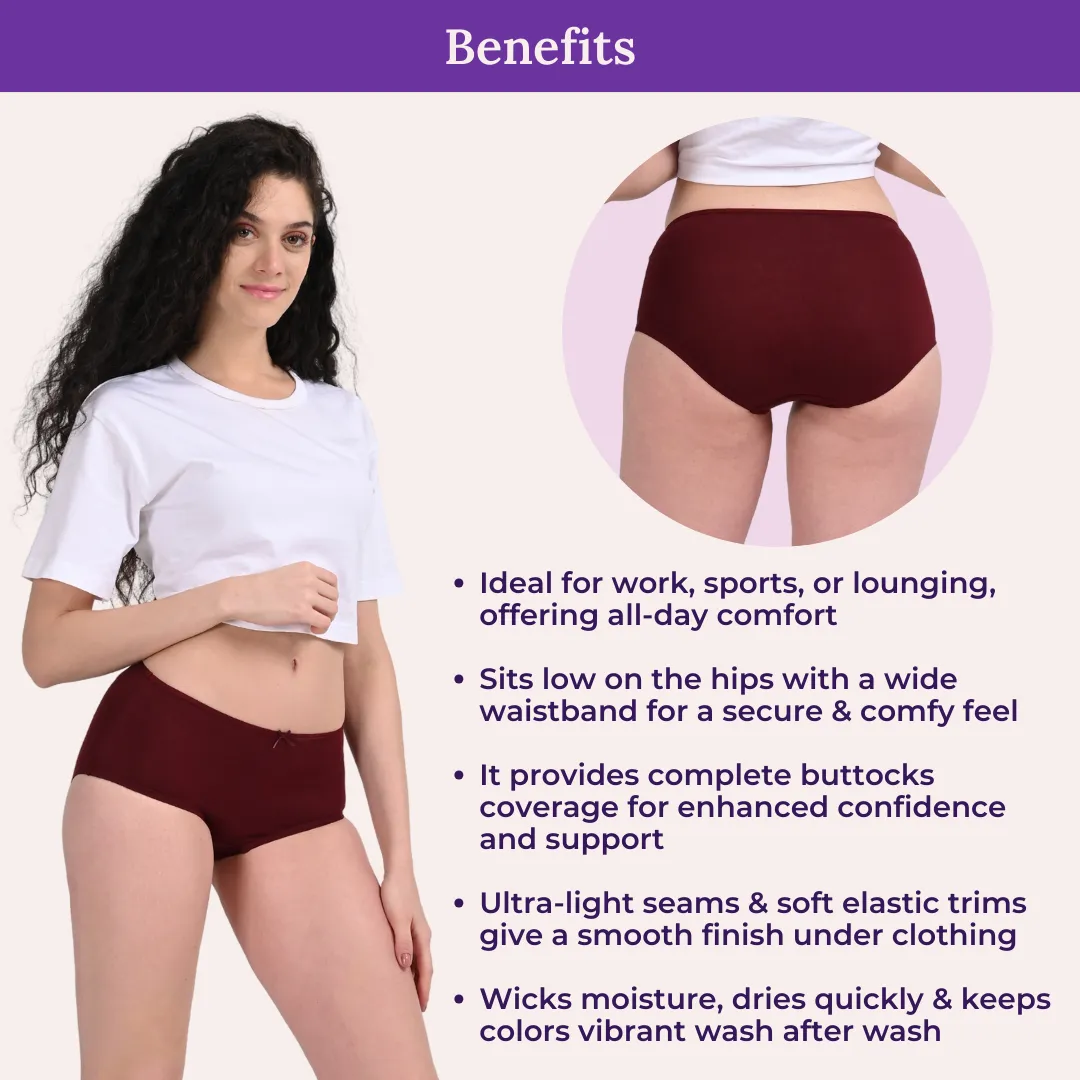 BrZee Hipsters | Lightweight Cotton-Elastane Fabric | Super Stretchy For Comfort | No Visible Panty Lines | Pack Of 3 - Image 5