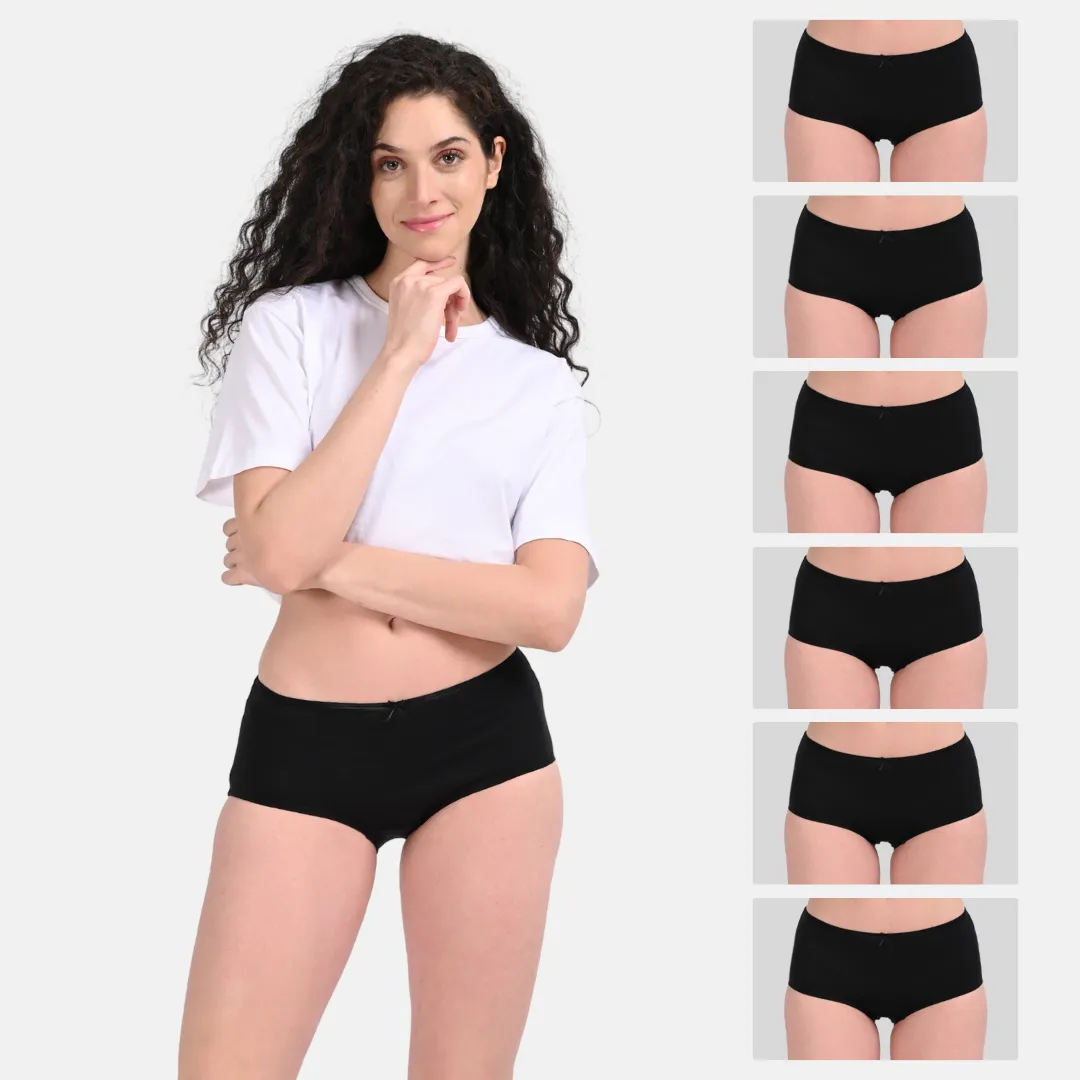 BrZee Hipsters | Lightweight Cotton-Elastane Fabric | Super Stretchy For Comfort | No Visible Panty Lines | Pack Of 6