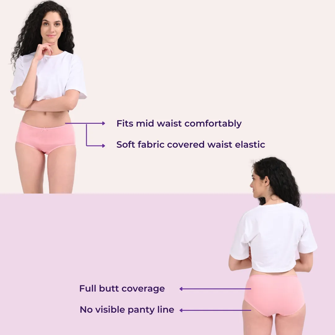 BrZee Hipsters | Lightweight Cotton-Elastane Fabric | Super Stretchy For Comfort | No Visible Panty Lines | Pack Of 6 - Image 3