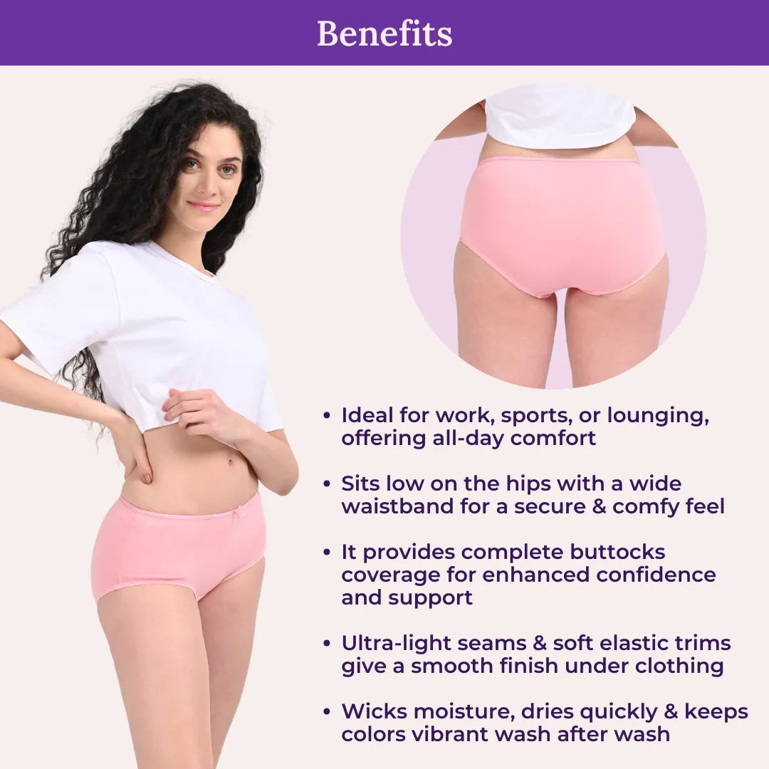 BrZee Hipsters | Lightweight Cotton-Elastane Fabric | Super Stretchy For Comfort | No Visible Panty Lines | Pack Of 6 - Image 5