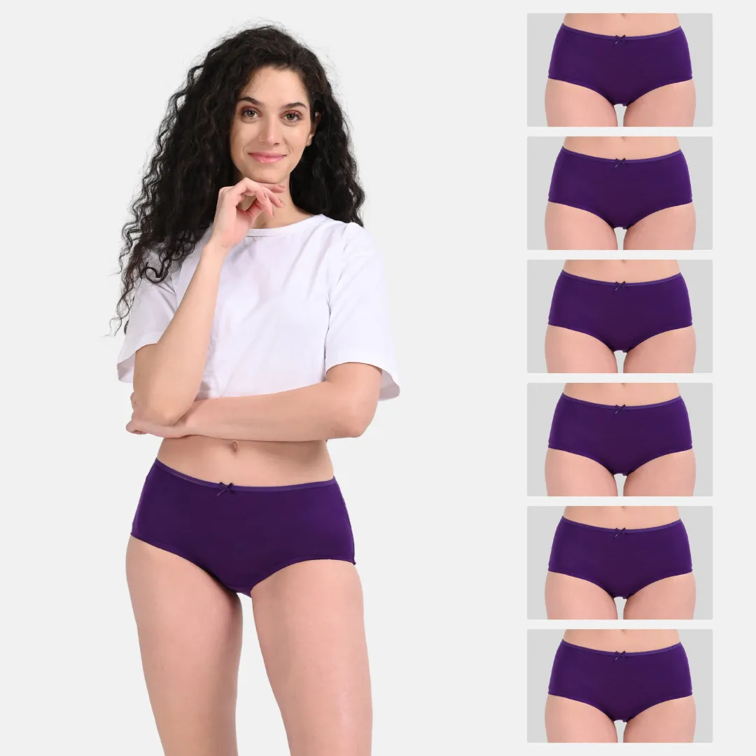 BrZee Hipsters | Lightweight Cotton-Elastane Fabric | Super Stretchy For Comfort | No Visible Panty Lines | Pack Of 6 - Image 8
