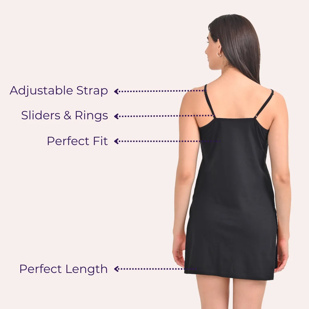 Inner Slip For Kurtis & Kurtas | Adjustable Straps | Front Round Neckline | Side Slits For Easy Movement | Pack Of 2 - Image 6