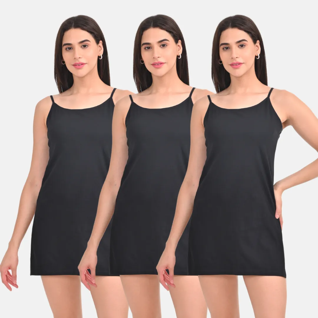 Inner Slip For Kurtis & Kurtas | Adjustable Straps | Front Round Neckline | Side Slits For Easy Movement | Pack Of 3 - Image 10