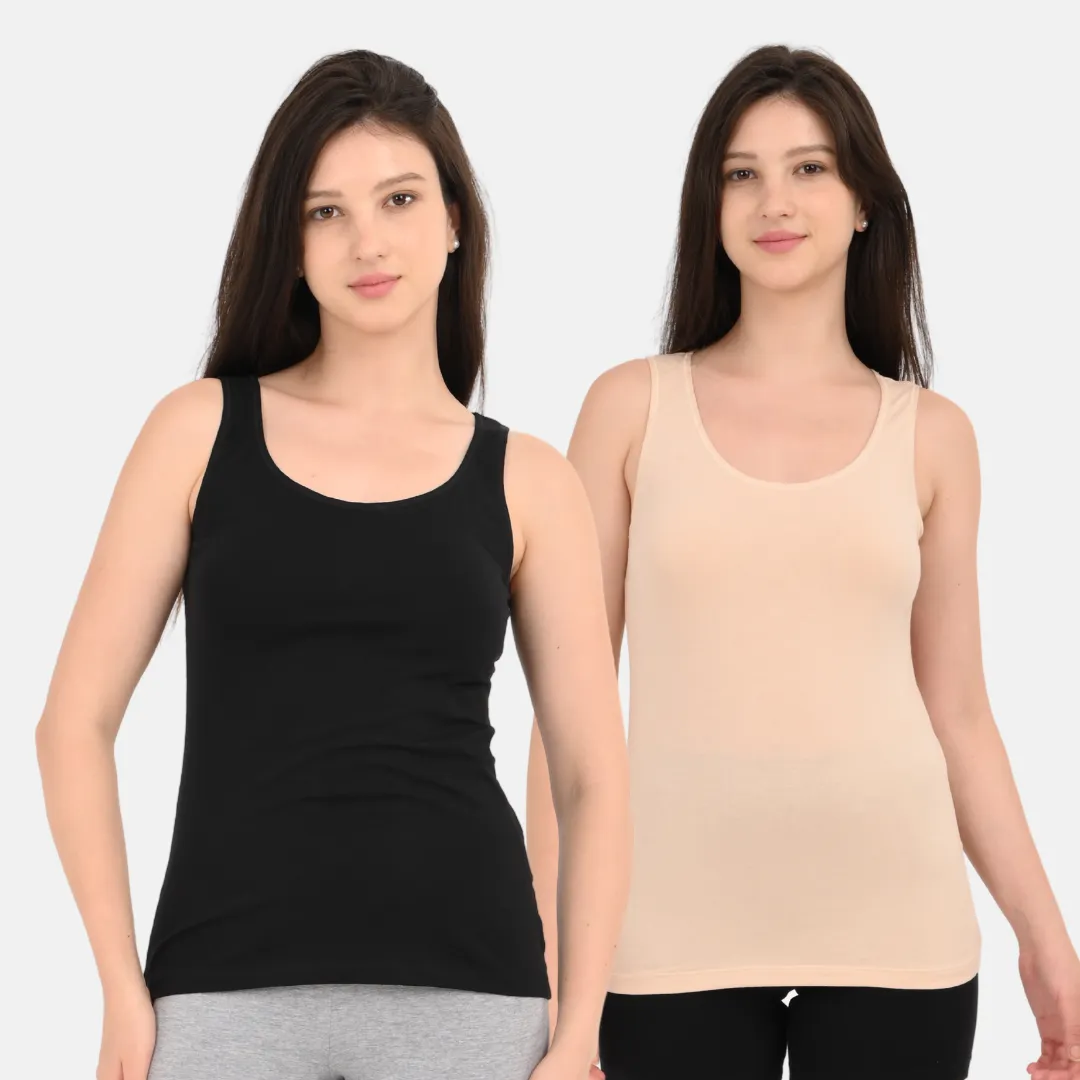 Inner Tank Top | Wide Fabric Shoulder | Round Neckline | Offers Full Coverage | Pack Of 2 - Image 10