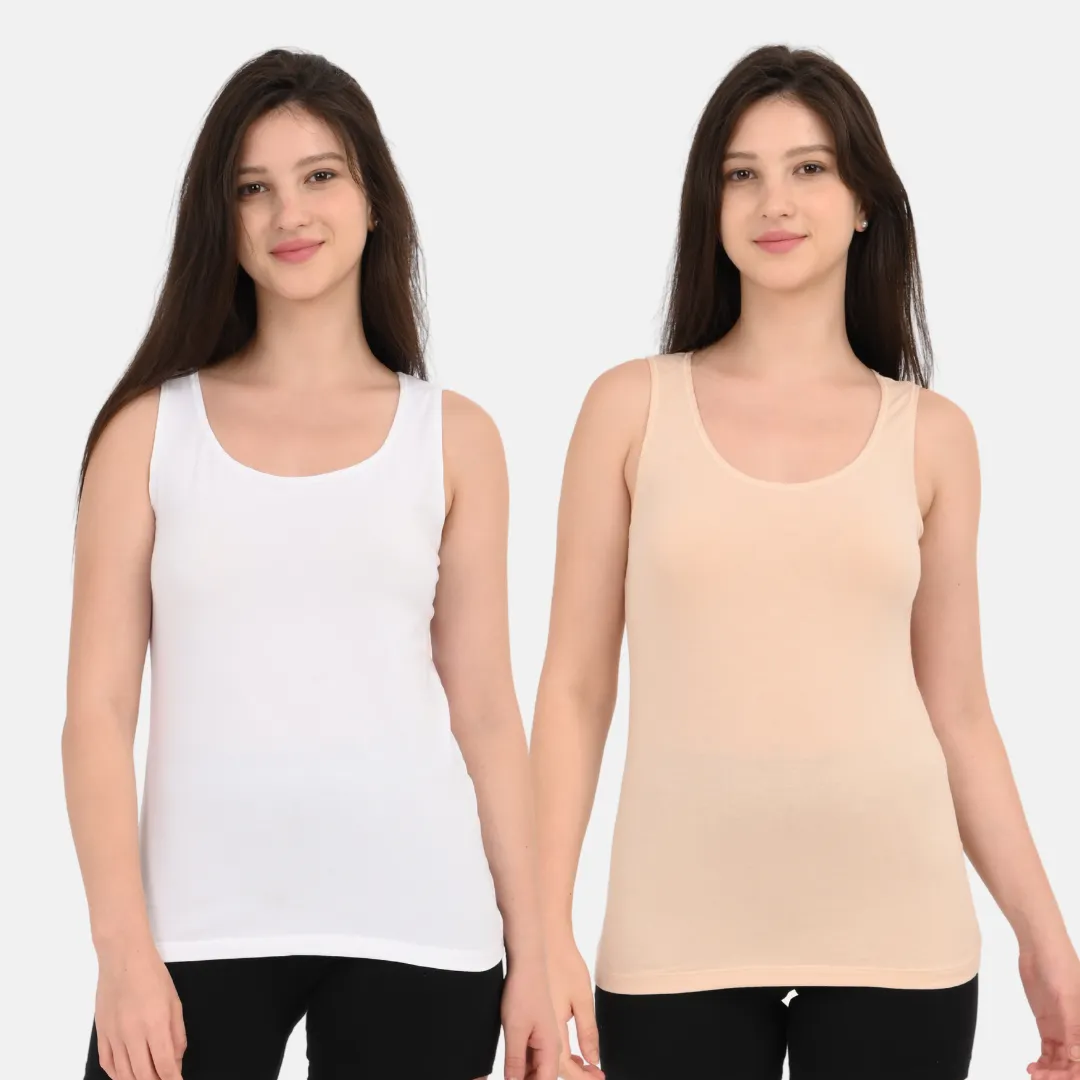 Inner Tank Top | Wide Fabric Shoulder | Round Neckline | Offers Full Coverage | Pack Of 2 - Image 11